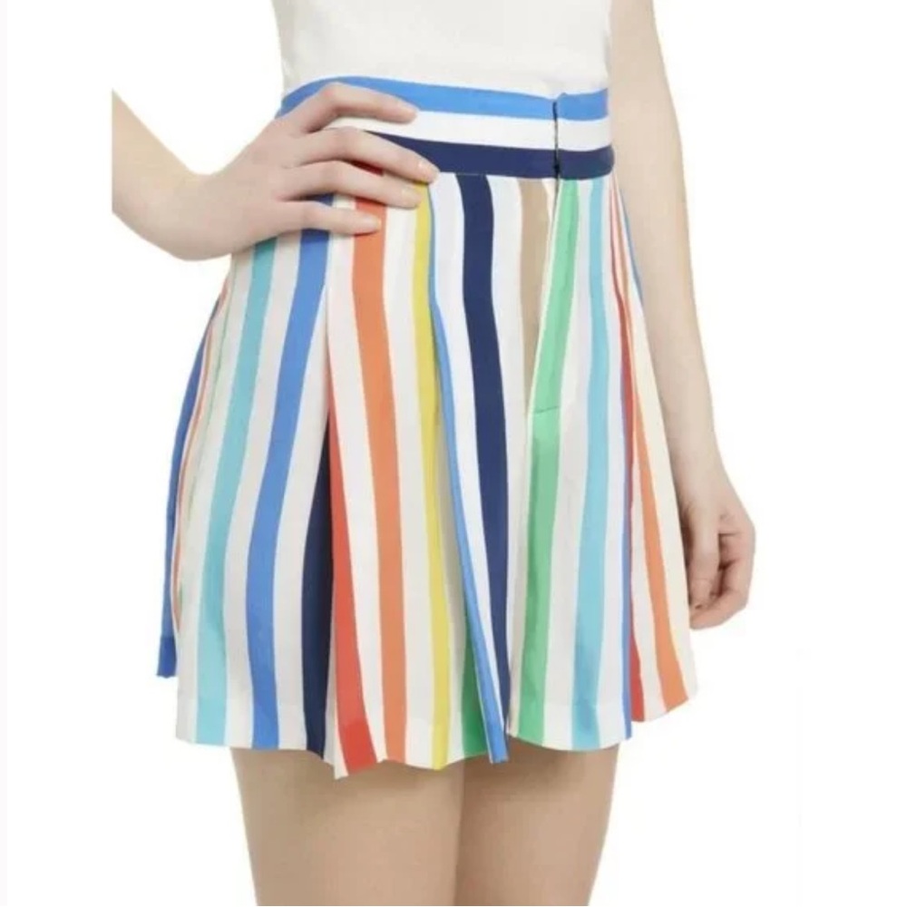 Alice + Olivia high waist rainbow stripe lightweight shorts